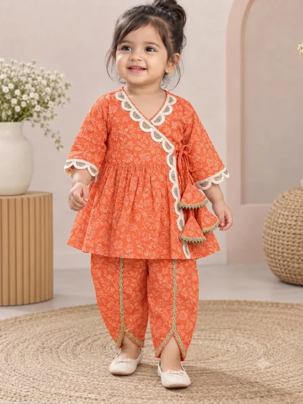 Girls Angrakha with Dhoti | Bow and Tie