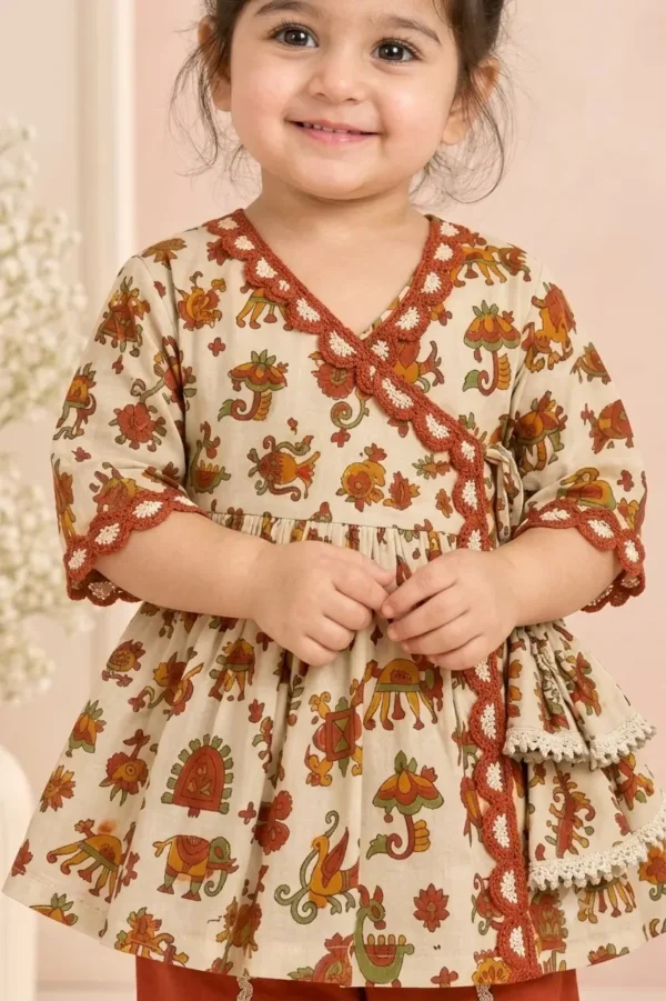 Girls Angrakha with Dhoti | Bow and Tie hover view